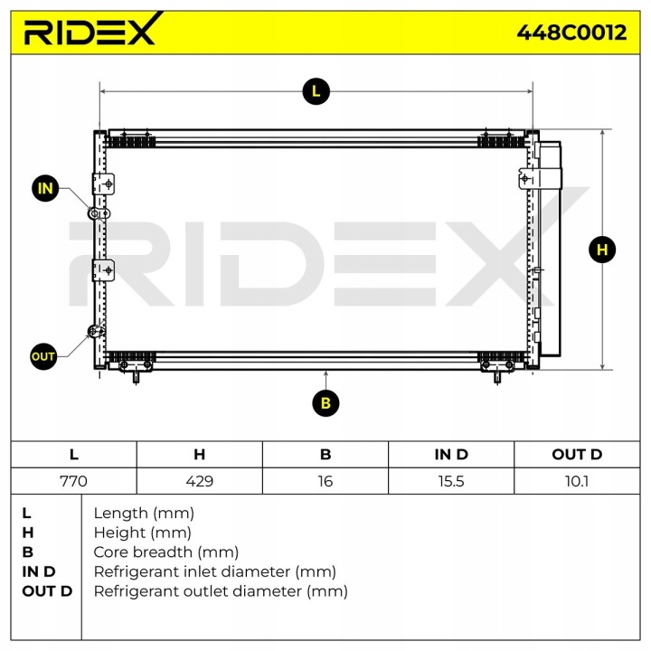 RIDEX 448C0012 DÉSHYDRATEUR CLIMATISATION AVEC SÉCHEUR