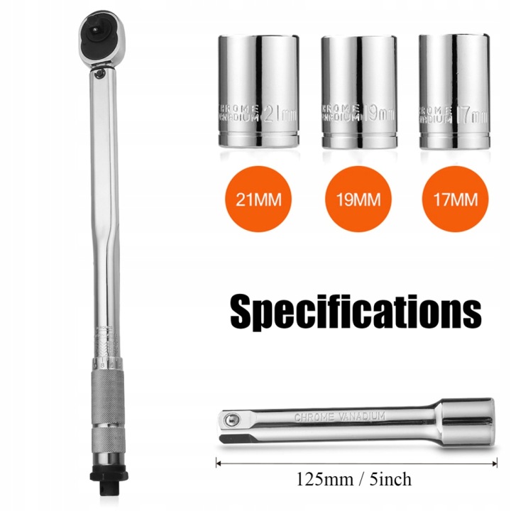 5PCS 1/2 \\″28-210NM RÉGLABLE KIT CLÉS COUPLE OBROTOWEGO UV
