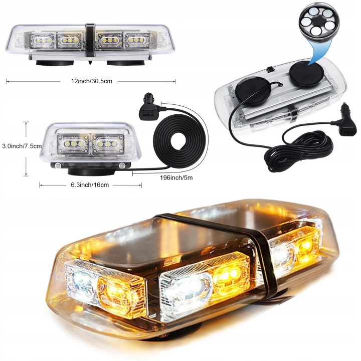 POUTRE AVERTISSEMENT BARRE LED 36LED AIMANT STROBOSCOPE 12V/24V