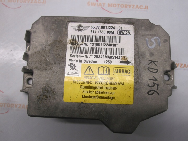 MINI R55 R56 R57 MODULE CAPTEUR AIRBAG 9811224