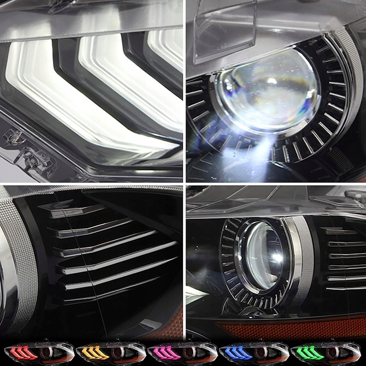 FORD MUSTANG 2018-2023 FARO FAROS PARTE DELANTERA RGB DIODO LUMINOSO LED VLAND JUEGO 