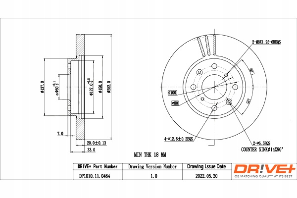 DRIVE+ DISCOS DE FRENADO 2 PIEZAS PARTE DELANTERA SUZUKI SPLASH 1.3 D 08- 