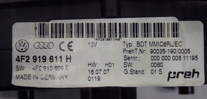 PANNEAU NAVIGATION NAVI MMI AUDI A6 C6 4F2927225C
