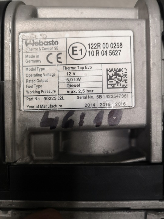 WEBASTO TERMO TOP EVO MERCEDES A2465001600 W246 