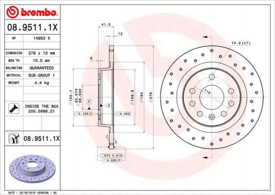 DISCOS ZAPATAS PARTE TRASERA BREMBO CADILLAC BLS 