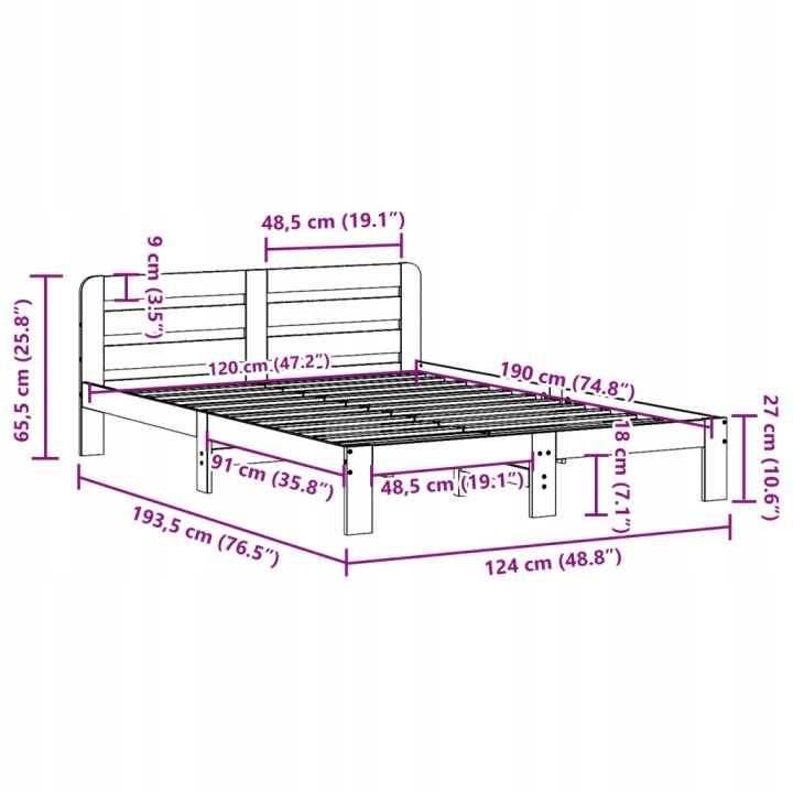 CHÂSSIS ROULEMENTS AVEC LITEGO DREWNA SOSNOWEGO 193,5 X 124 X 65,5 CM, SUROWA