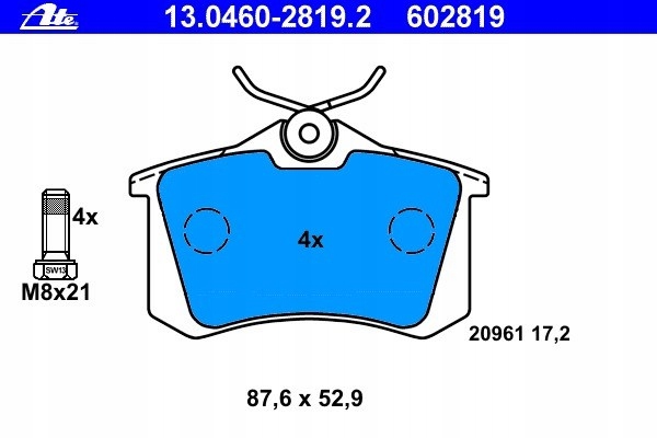 ATE 13.0460-2819.2 COMPLET DE SABOTS DE FREIN HAMULCOWYCH, FREINS TARCZOWE photo 2 - milautoparts-fr.ukrlive.com