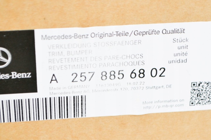 MERCEDES-BENZ CLS C257 INFÉRIEURE MOULURE PARE-CHOCS ARRIÈRE NEUF ORIGINALE A2578