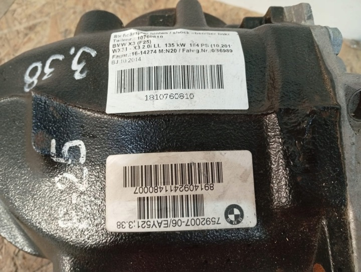 BMW F25 F26 DIFFÉRENTIEL ARRIÈRE PONT OE 7592007 3,38 18437
