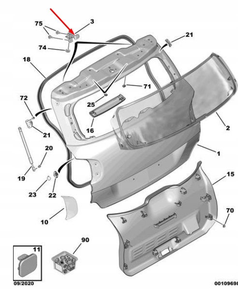CHARNIÈRES COUVERCLES DE COFFRE COUVERCLES DE COFFRE GAUCHE DROIT OPEL CROSSLAND X YQ00165680