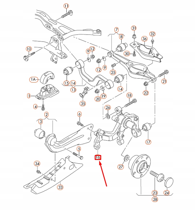 AUDI A3 8P CHÂSSIS ROULEMENTS ROUES ARRIÈRE GAUCHE 1K0505435AB ORIGINALE