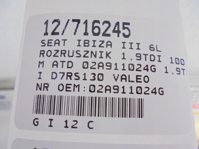 SEAT IBIZA III DÉMARREUR 02A911024G 1,9TDI D7RS130