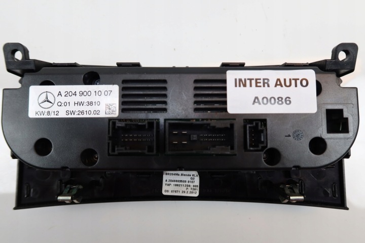 MERCEDES W204 C-KLASA LIFT PANNEAU CLIMATISATION CONTRÔLEUR 2049001007