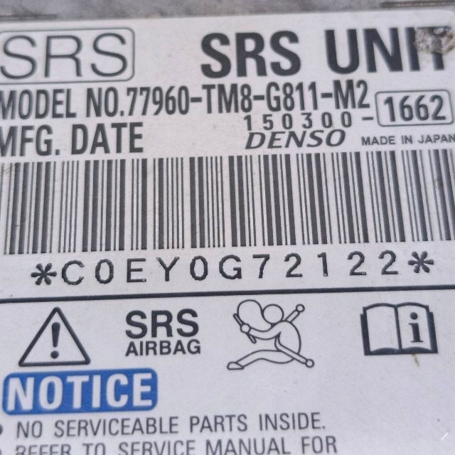 2009 HONDA INSIGHT CONTRÔLEUR AIRBAG 77960TM8G811M2