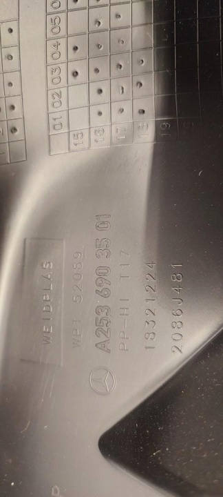 MERCEDES GLC W253 X253 PROTECTION MONTANTS PASSAGE DE ROUE GAUCHE ARRIÈRE A2536903501