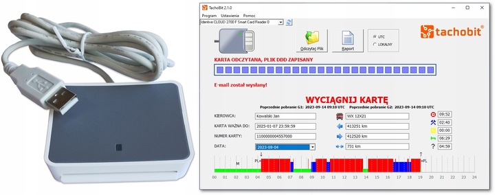 LECTOR MAPAS KIEROWCOW G2V2 I PROGRAM TACHOBIT RAPORT 