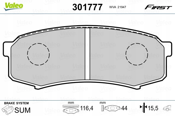 VALEO 301777 JUEGO ZAPATAS HAMULCOWYCH, FRENOS TARCZOWE 