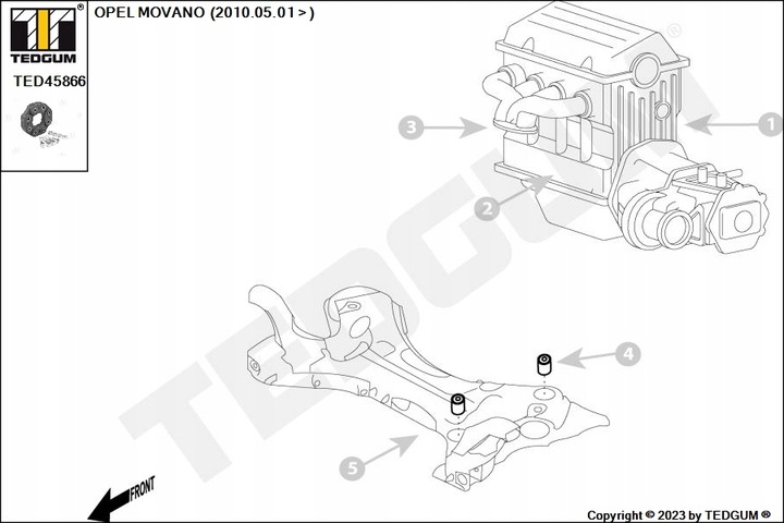 AXLE SWIVEL ELASTIC SHAFT PROPULSION RENAULT MASTER III 2.3D 02.10- TED45866 