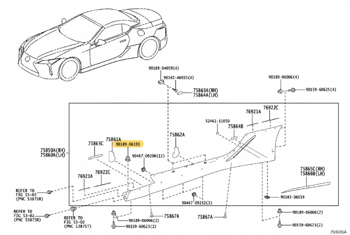 TOYOTA LEXUS 90189-06193 CLIPS PUCE CAPUCHONS BAGUETTES PASSAGE DE ROUE ASO OE NOUVEAU