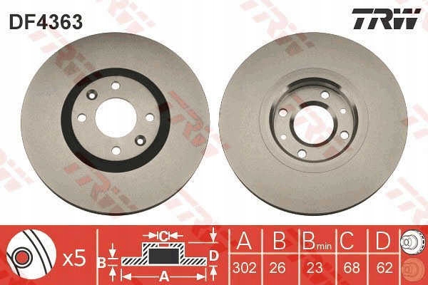 DISCOS ZAPATAS PARTE DELANTERA TRW PEUGEOT 307 BREAK 