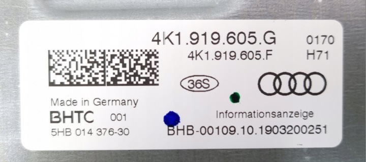 MONITEUR LCD MMI AUDI A6 4K C8 4K1919605G