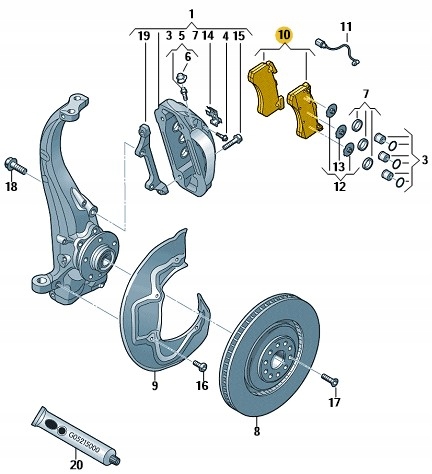 ORIGINAL ZAPATAS PARTE DELANTERA JUEGO AUDI A6 S6 A7 S7 C7 A8 S8 D4 400MM ORIGINAL 