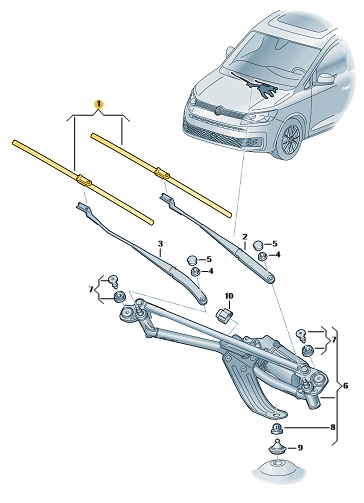 VW CON JUEGO PIOR PARA LIMPIAPARABRISAS AERO CADDY V 