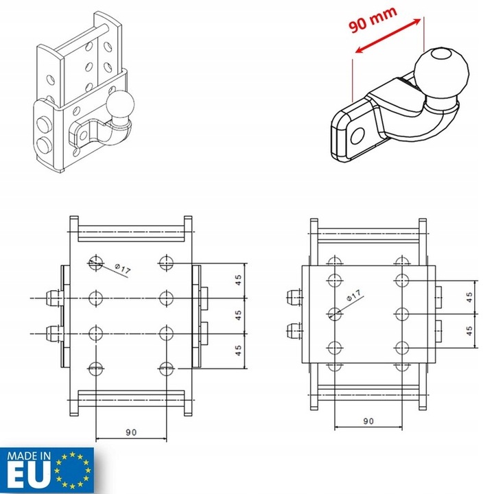 ADAPTADOR PLACA PARA REGULACIÓN ALTURA DE DIRECCIÓN DE BARRA DE REMOLQUE PARA NISSAN PATROL Y62 2010- 