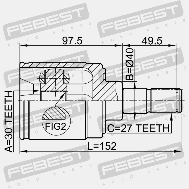 JOINT INTÉRIEUR DROIT 30X40X27 FEBEST 0311-HRVMTRH