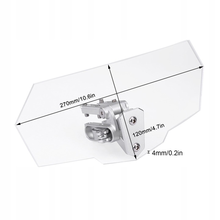 DÉFLECTEUR MOTOCYCLETTE UNIVERSEL VITRE 12X27CM