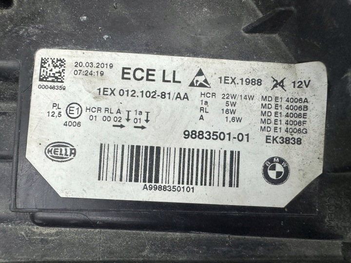 PROJECTEUR AVANT CÔTÉ GAUCHE BMW 3 F30 F35 F31 9883501