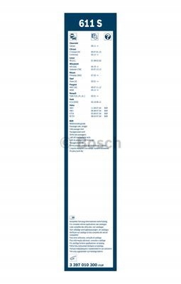 ESSUIE-GLACES AVANT 611S TWIN 600/530MM VOLVO S60 I, KIT CONDUCTEUR #35