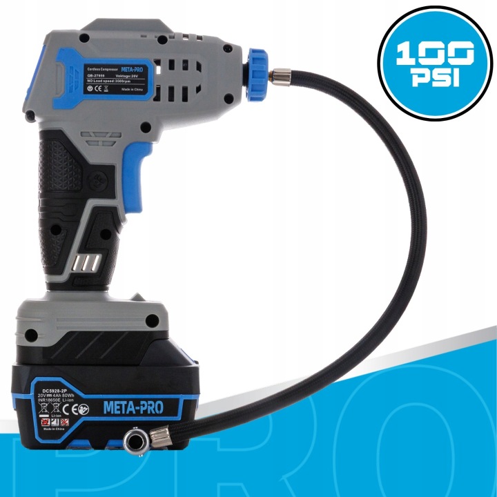 COMPRESSEUR AKUMULATOROWY POMPE AUTOMOBILE 100PSI 20V ACCU 4.0AH COFFRE DE RANGEMENT