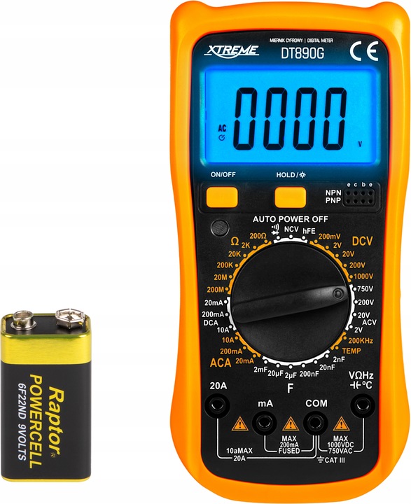 MULTIMETR MEDIDOR DIGITAL CORRIENTE LCD TEMPERATURA 6F22ND UNIVERSAL ENSAYADOR 