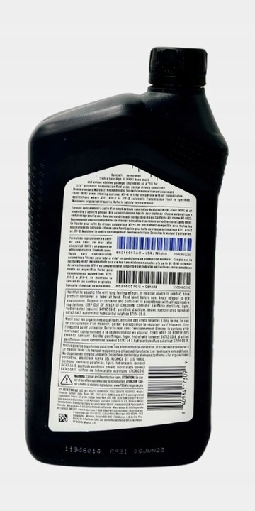 ACEITE MOPAR 0,946L / ATF 4 / CHRYSLER MS-9602 / CHRYSLER JEEP DODGE 6821805 