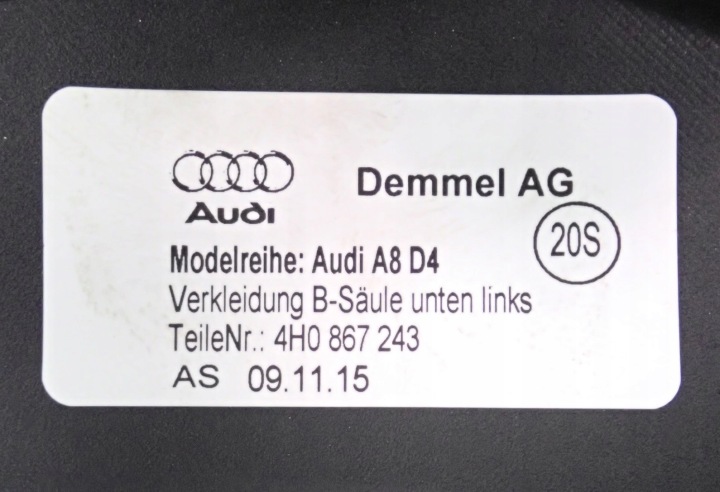 4H0867243B MONTANTS B GAUCHE AUDI A8 D4