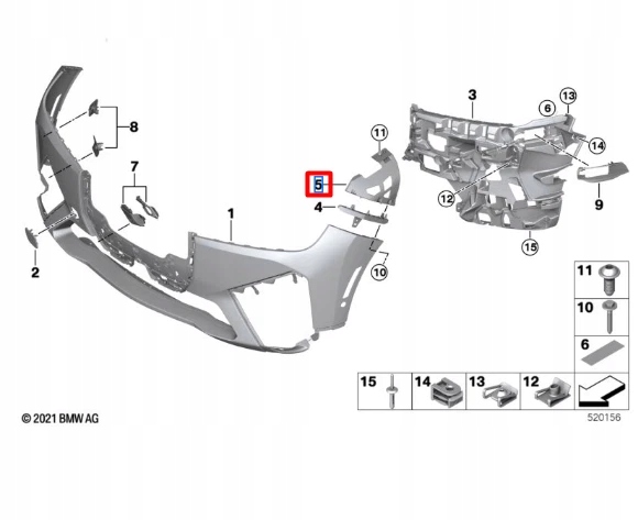 BMW IX I20 AVANT DROIT SUPÉRIEUR SUPPORT PARE-CHOCS 51117933612