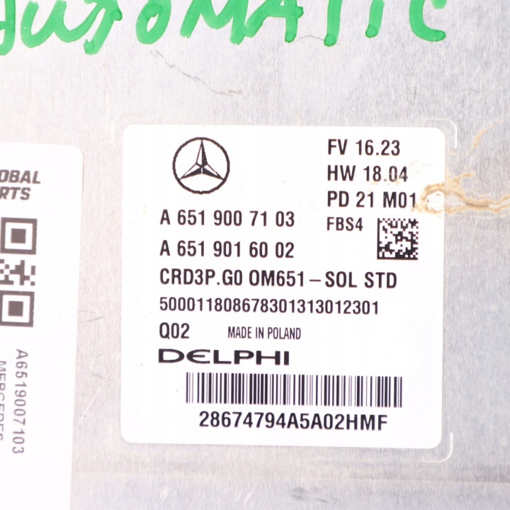 ORDINATEUR CONTRÔLEUR MOTEUR MERCEDES SPRINTER A6519007103