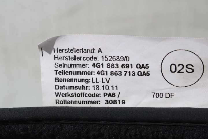 AUDI A6 A7 TAPIS DE SOL PLANCHERS 4G1863691 4G0864450 ESSUIE-GLACES 4G0864450 4G1 8