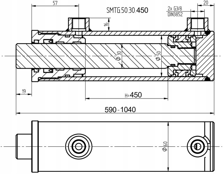 AMORTIGUADOR HIDRÁULICO SMTG 50X30 SKOK 450 2-STR 8203063NE 