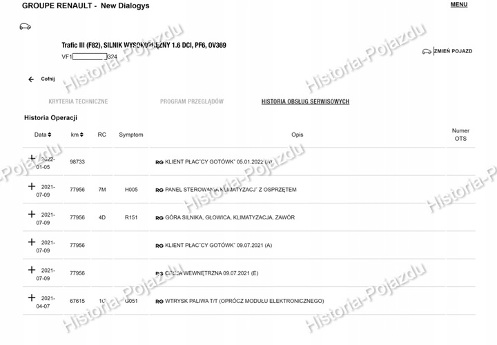 HISTORIA DE MANTENIMIENTO RENAULT VIN ASO SPRAWDZENIE 7/7 - PELNA HISTORIA ASO 