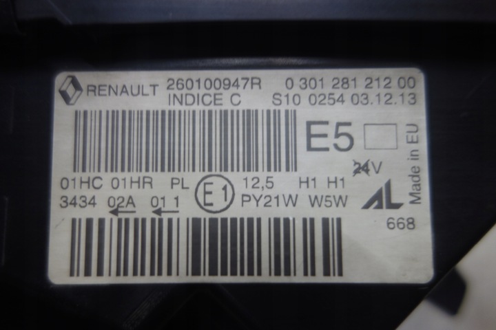 DERECHA FARO PARTE DELANTERA RENAULT CAPTUR I 13-17 LUZ 