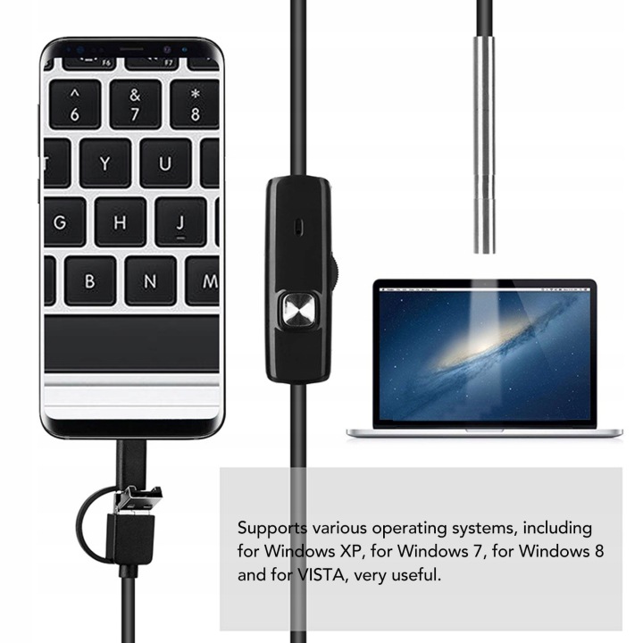 ENDOSKOP CAMÉRA INSPEKCYJNA 5.5 MM USB 3W1 IP67