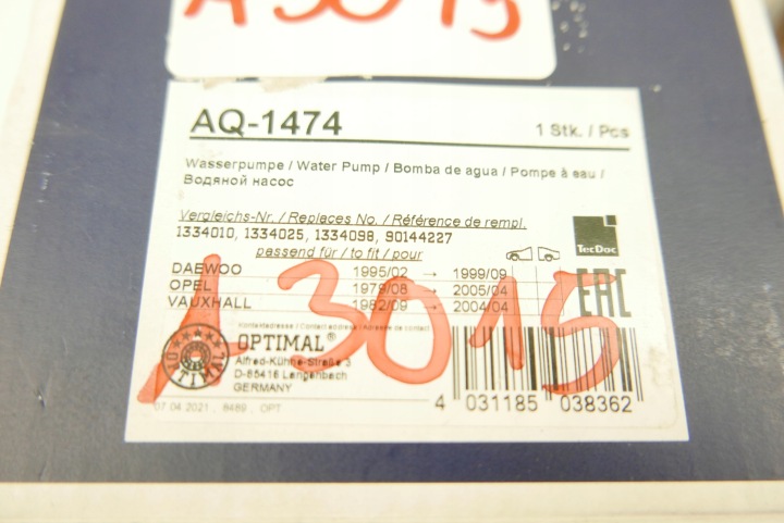 OPTIMAL AQ-1474 POMPE À EAU REFROIDISSEMENT MOTEUR