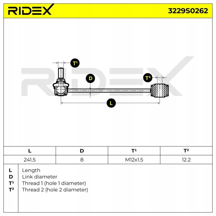 RIDEX 3229S0262 BARRE DE LIAISON SUPPORT STABILISATEUR