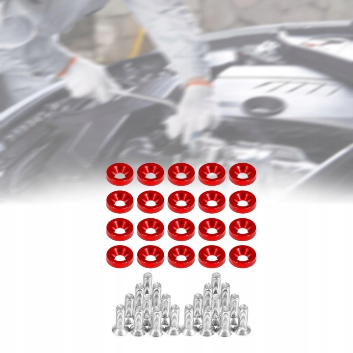 20PCS BOULONS CADRE DE PLAQUE D'IMMATRICULATION M6 (1/4″) FOR CARS MOTOCYCLETTES TRUCKS SUVS RED