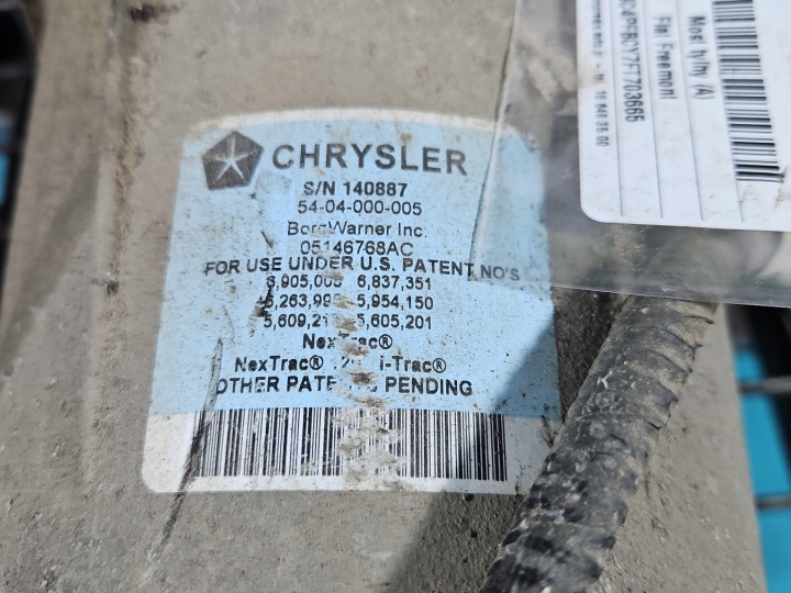 PONT ARRIÈRE DIFFÉRENTIEL ARRIÈRE FIAT FREEMONT 05146768AC 2.0 JTD (939B5000)
