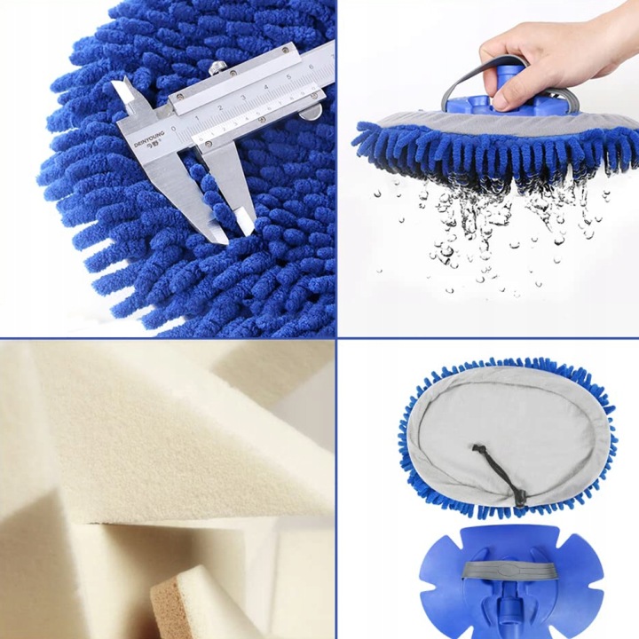 BROSSE VERS LAVAGE VOITURES TÉLESCOPIQUE 2 CULASSES MOPA MIKROFIBRA 160CM