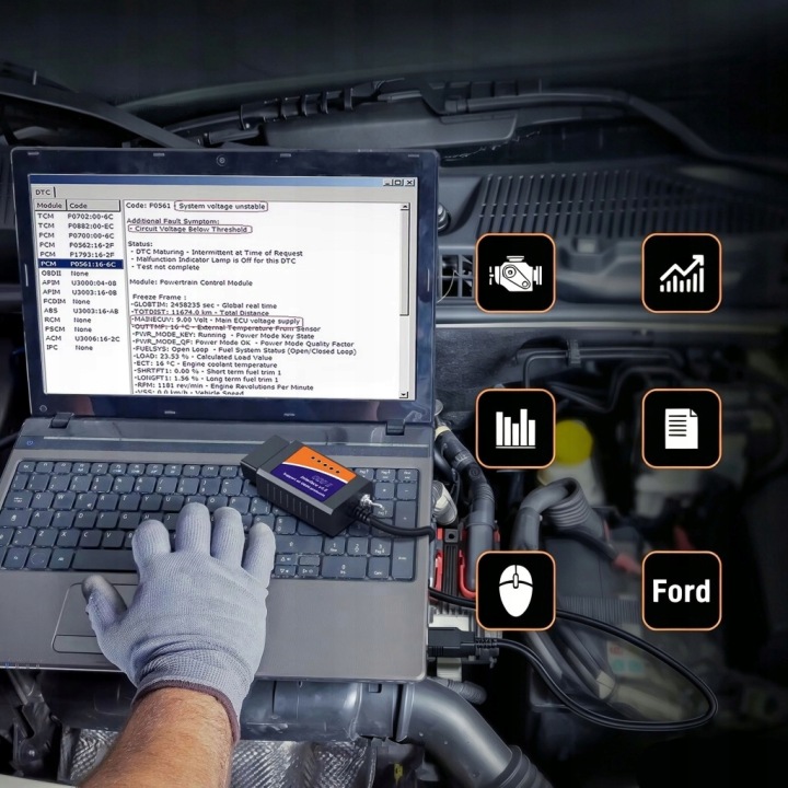 ELM 327 OBD2 HS/MS CAN INTERFACE VERS FORSCAN COMMUTATEUR VERS FORD MAZDA