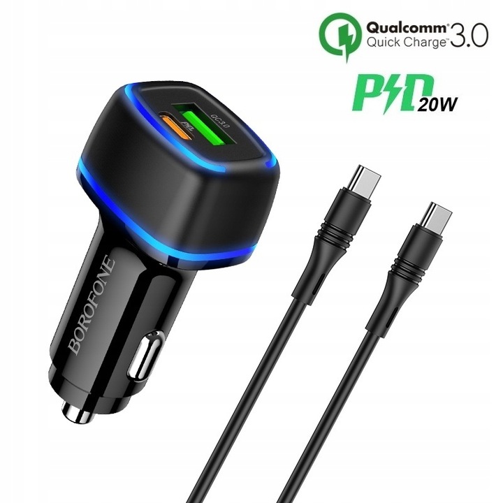 BZ14A CHARGER USB PD20W QC3.0 + CABLE TYPE-C PD 